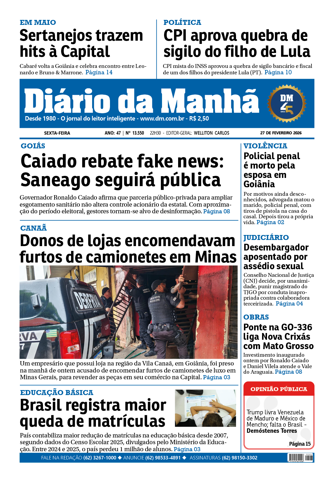 Capa da edição EDIÇÃO 27/02/2026