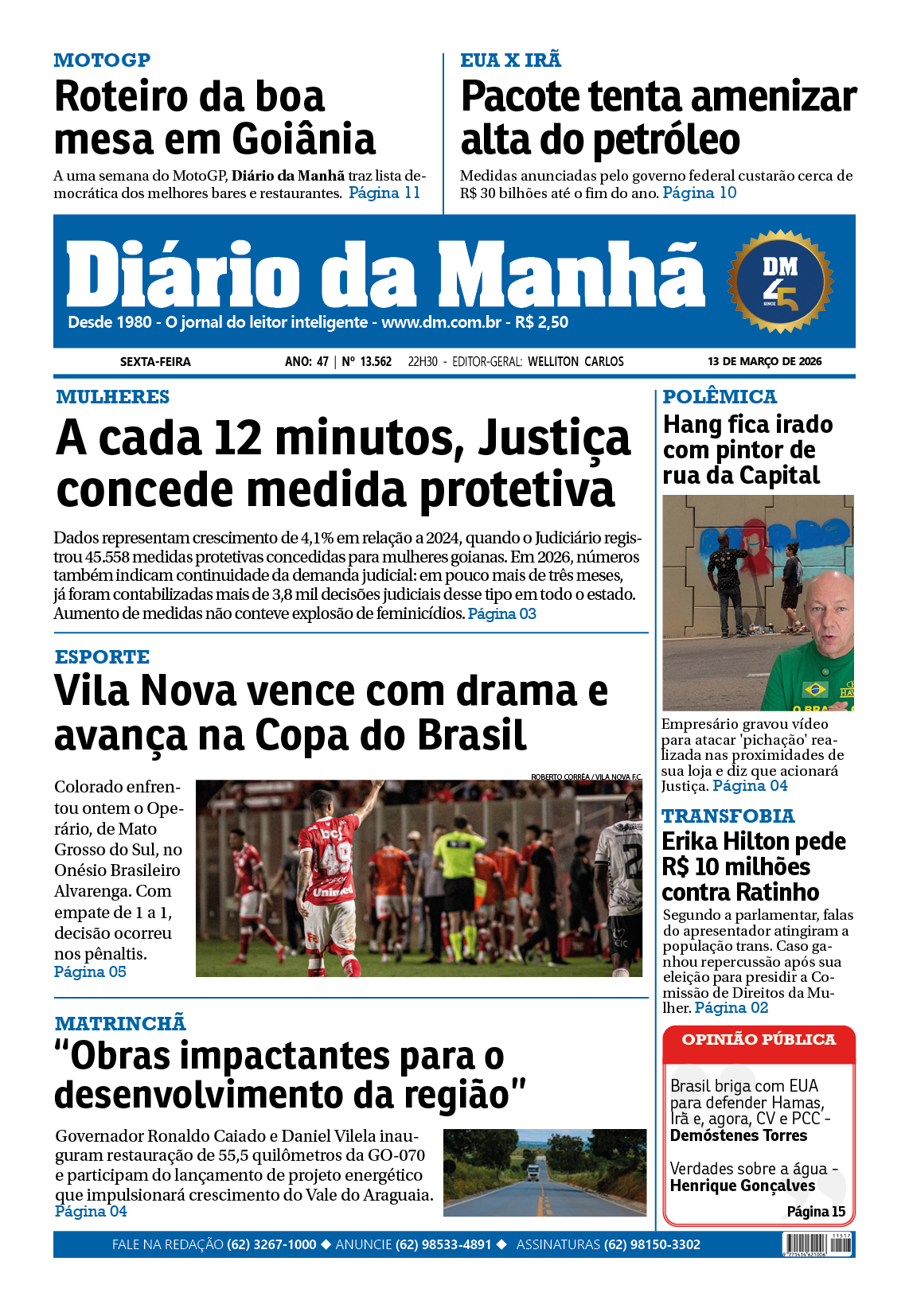 Capa da edição EDIÇÃO 13/03/2026